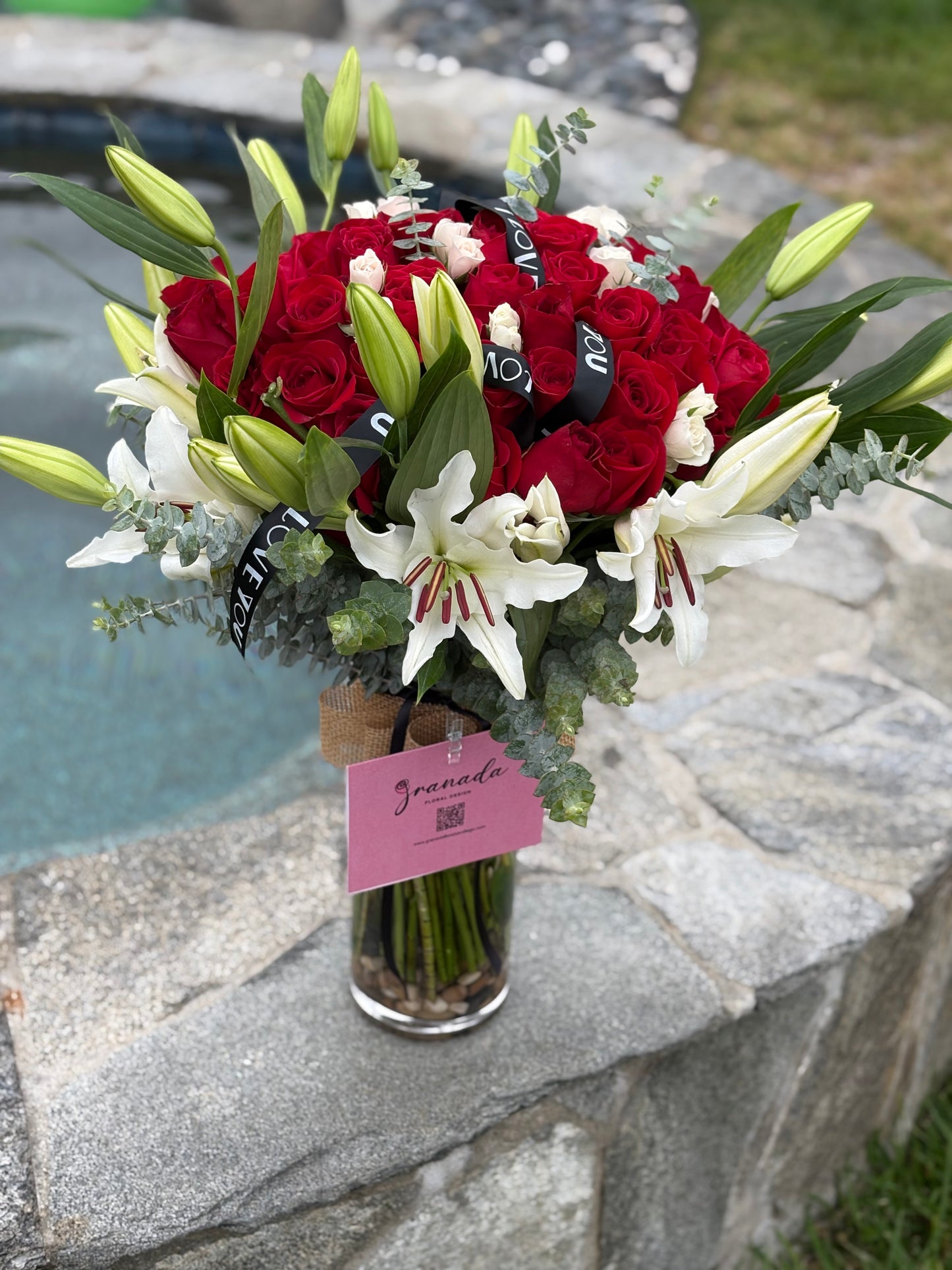 Lilys and roses in vase