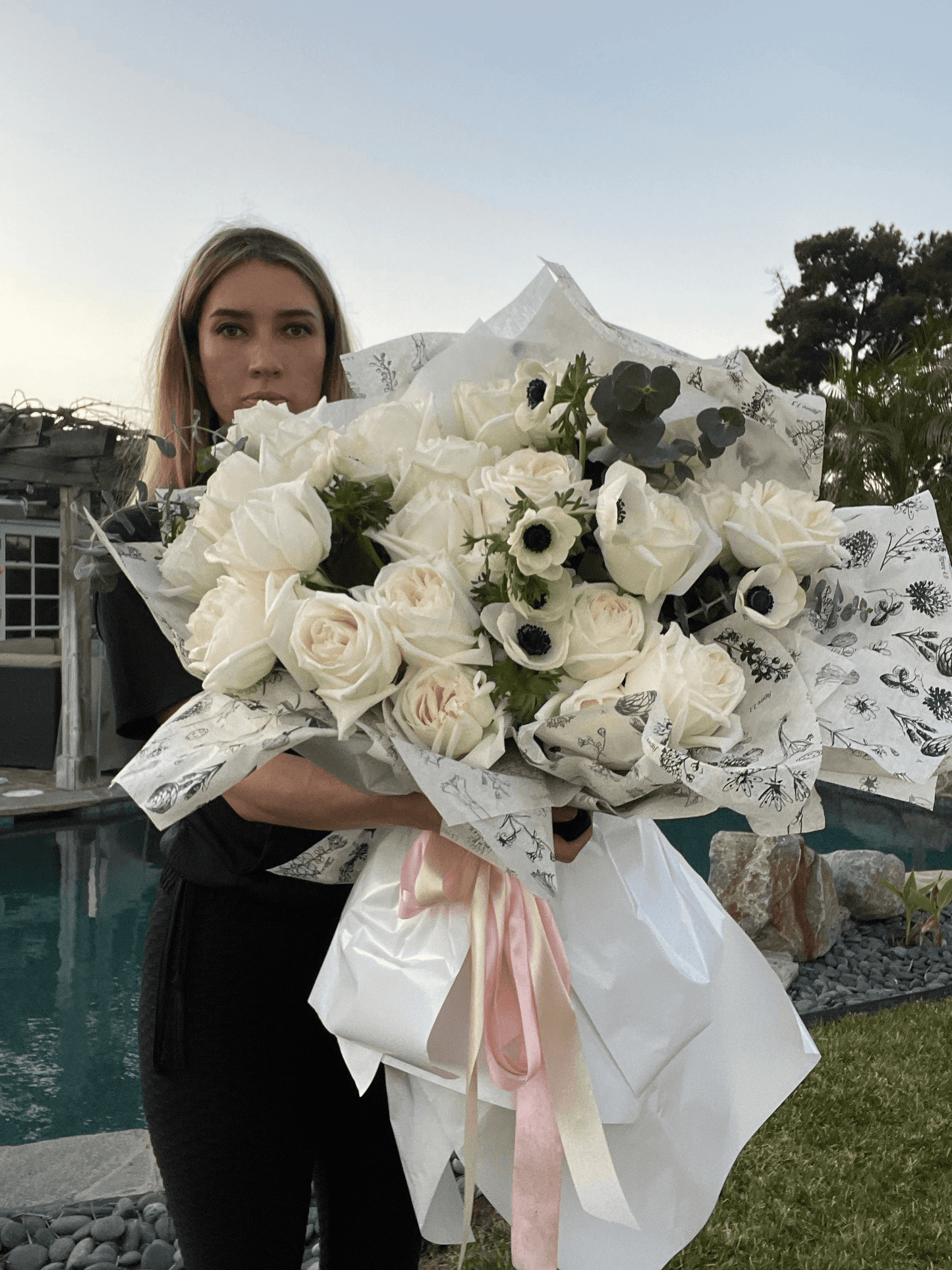 Hand-Tied Bouquet with Spray Roses & Anemones