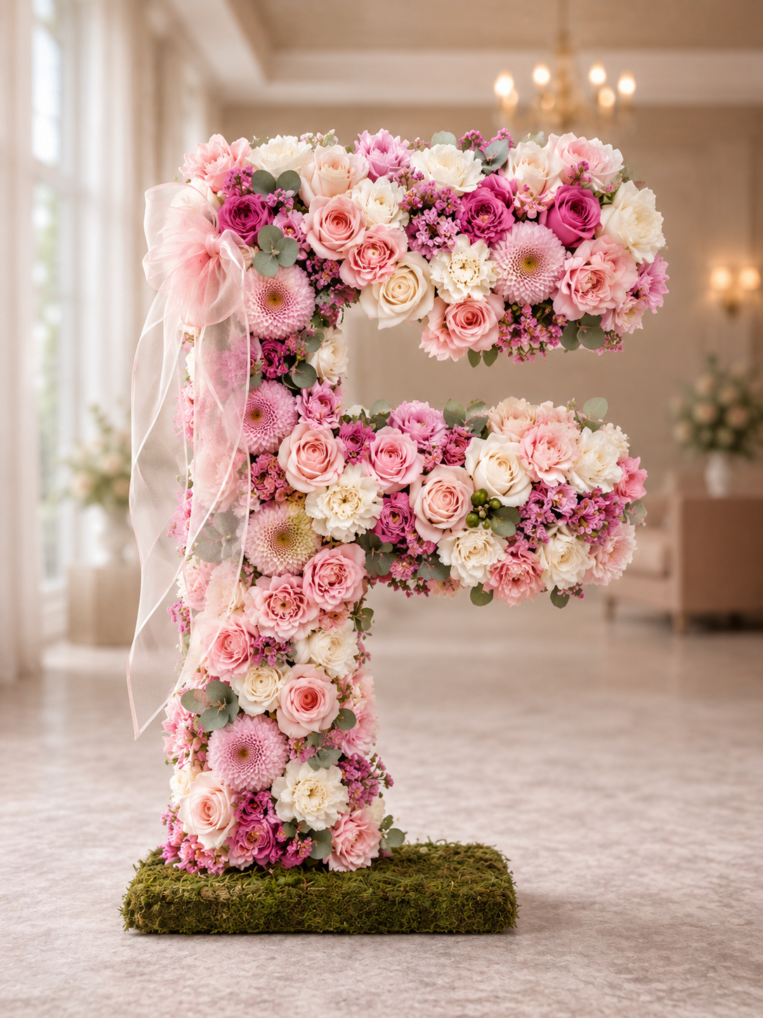 Granada Standing Floral Numbers & Letters | Luxury Flower Sculpture San Diego