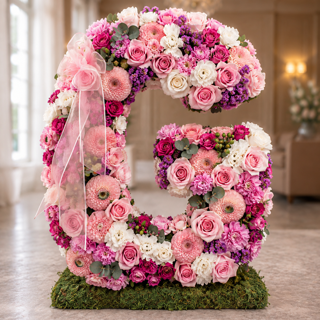 mina perhonen - 新品 letter of flower Standing Floral Numbers & Letters | Luxury Flower Sculptures San