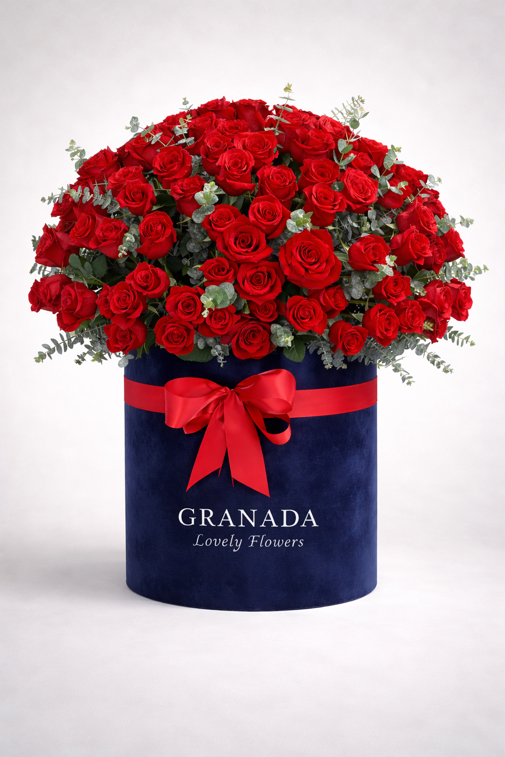 Grand Luxury Rose Cylinder – 300 Premium Red Roses in Black Velvet Box | Granada Floral San Diego