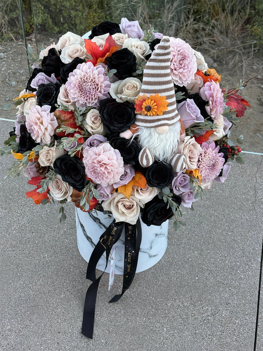Midnight Harvest Gnome Flower Arrangement
