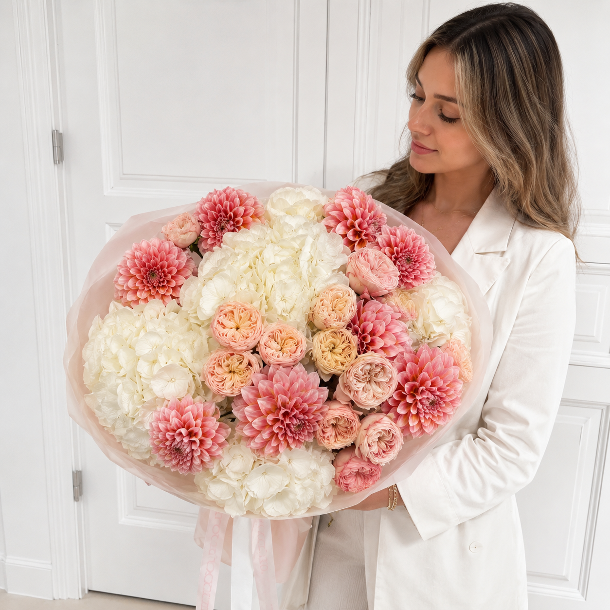 Russian-Style Flower Arrangement | Hydrangeas & Roses Bouquet San Diego – Granada Floral