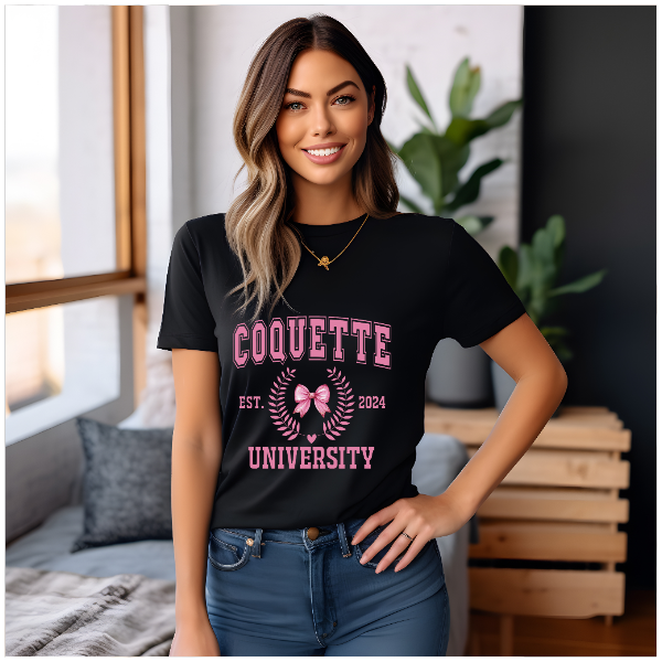 Coquette University T-Shirt | Trendy Women’s Graphic Tee for Casual Style