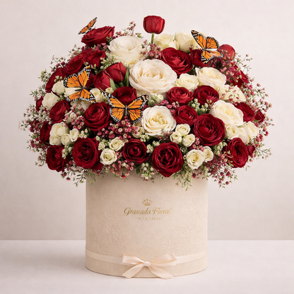 Luxury Yellow Flower Box – Spring Birthday Roses Arrangement | Same Day Delivery San Diego