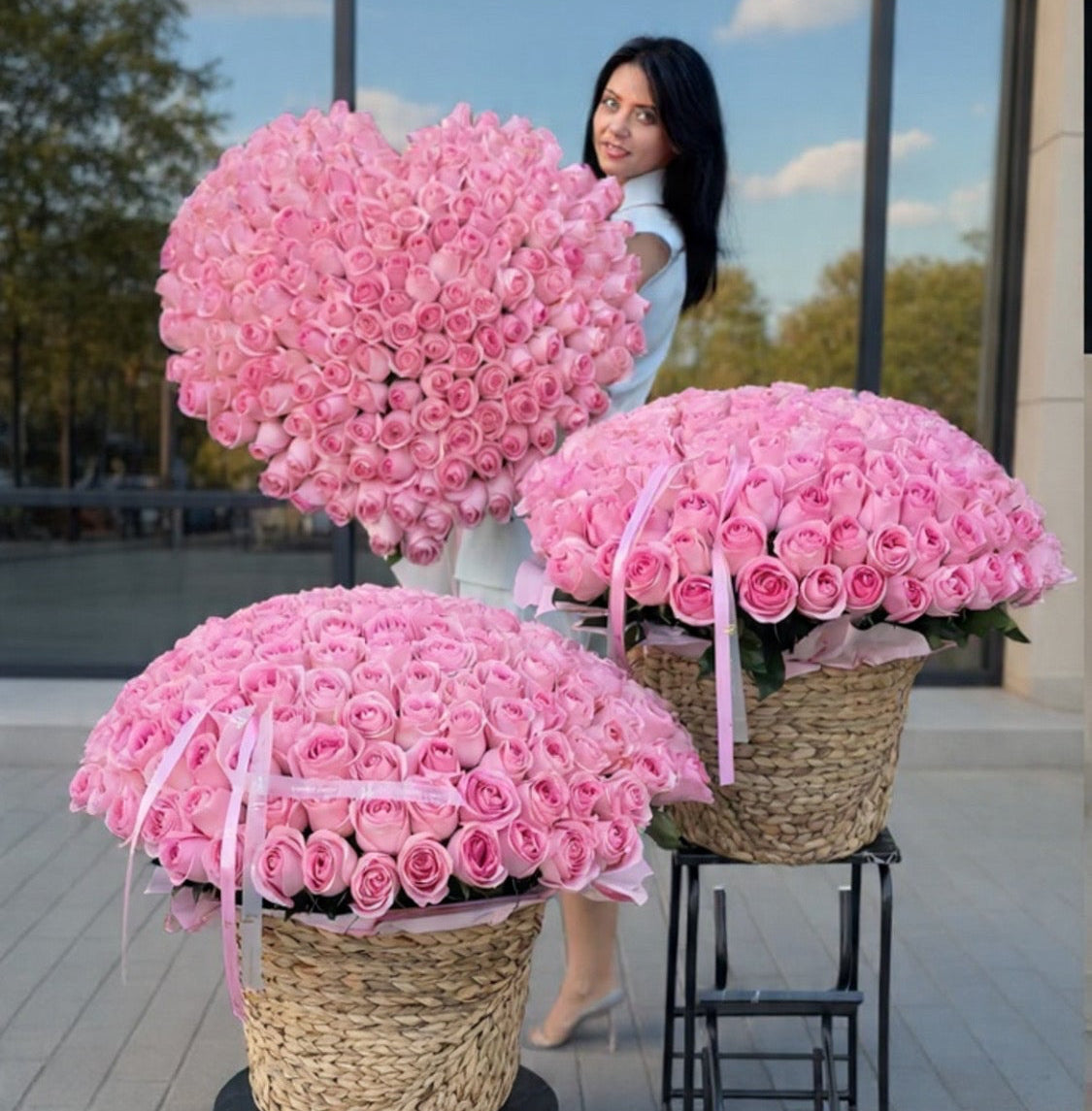 Large Red Heart Rose Basket – Luxury Rose Arrangement for Anniversaries & Love Gifts | Granada Floral San Diego