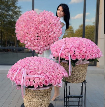 Large Red Heart Rose Basket – Luxury Rose Arrangement for Anniversaries & Love Gifts | Granada Floral San Diego