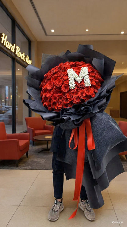 ❤️ Luxury Red Rose Bouquet with Personalized Initials (XL)