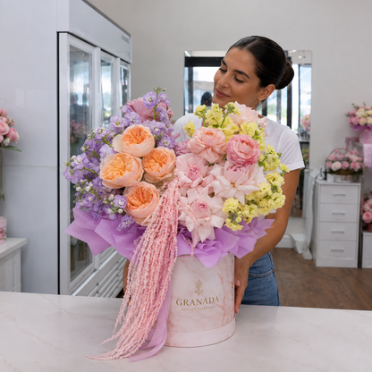 White Romance Premium Flower Box | Roses, Ranunculus & Garden Roses | San Diego