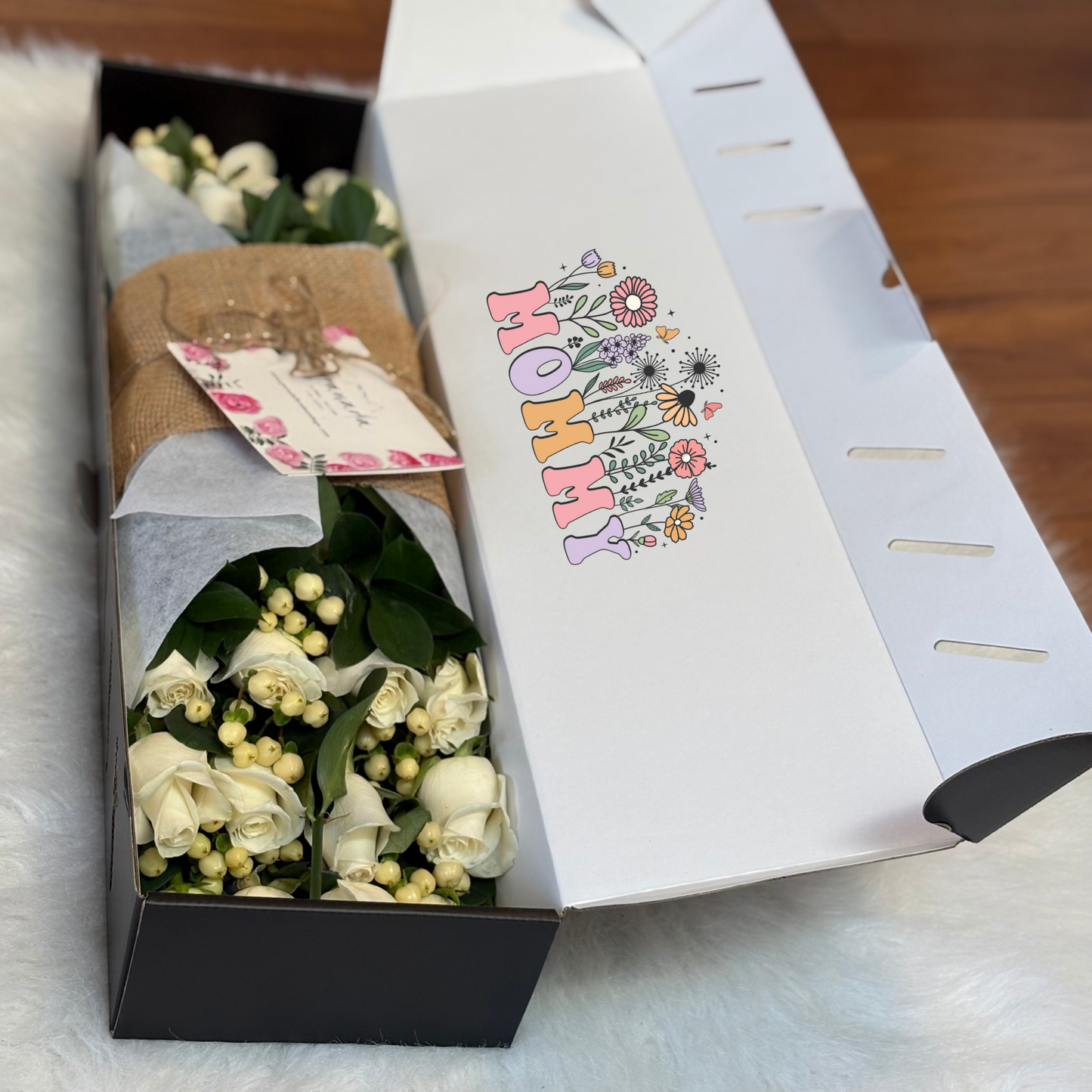 Luxury Box Roses Flowers Fresh Bouquet, Fresh Flowers for Delivery, 24 Fresh Cut Stems