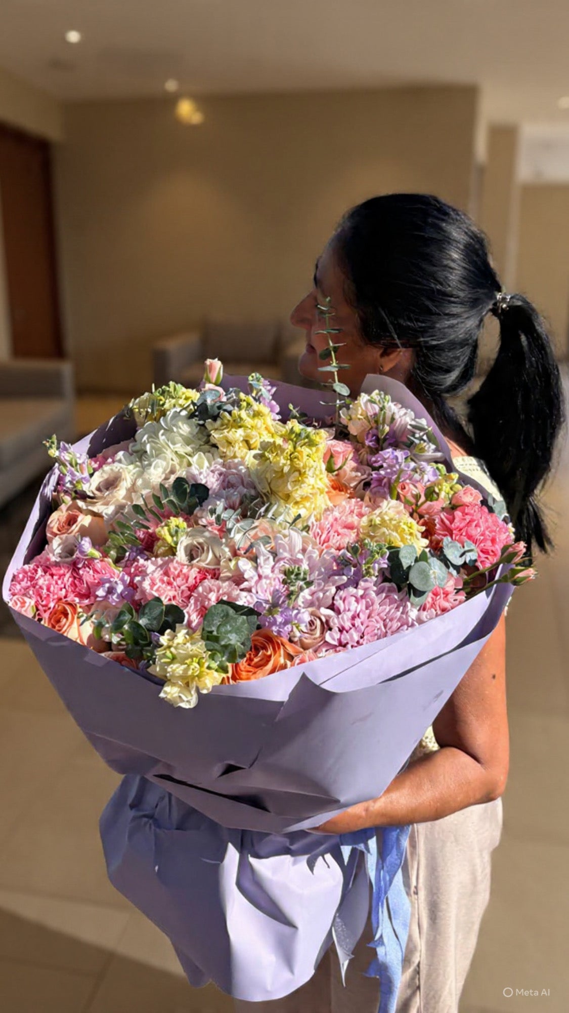 Elegant Russian-Style Flower Arrangement with Hydrangeas, Roses & Seasonal Blooms