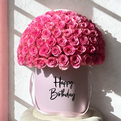 Luxury Birthday Flower Box – 100+ Blush Roses in Black Hatbox | Same-Day Delivery San Diego