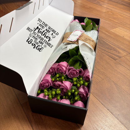 Luxury Box Roses Flowers Fresh Bouquet, Fresh Flowers for Delivery, 24 Fresh Cut Stems