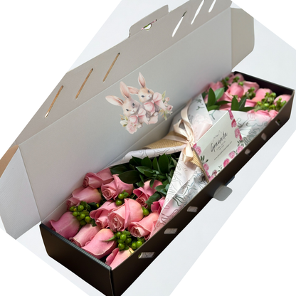 Luxury Flower Box with 24 Roses – Personalized Gift | Granada Floral San Diego