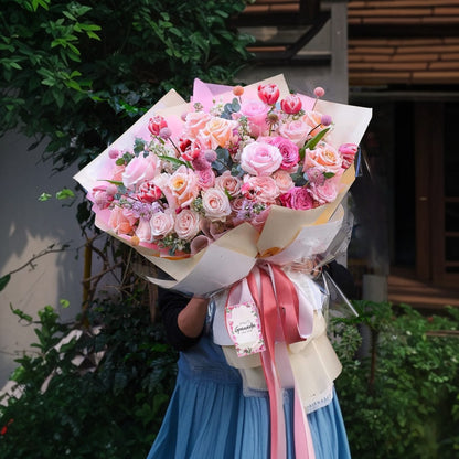 Luxury Pink Garden Bouquet – Premium Roses & Seasonal Blooms | Granada Floral San Diego