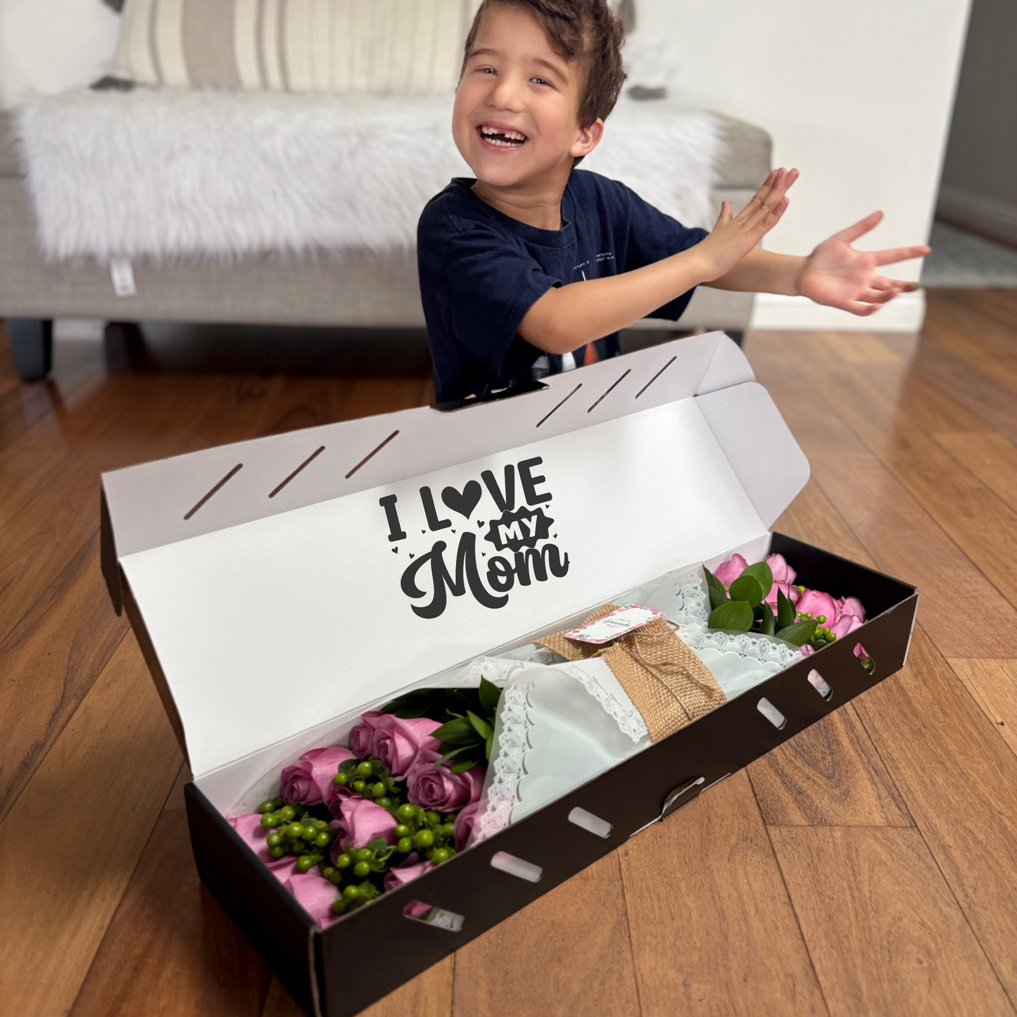 Luxury Box Roses Flowers Fresh Bouquet, Fresh Flowers for Delivery, 24 Fresh Cut Stems