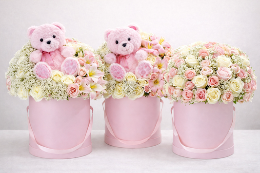 Luxury Teddy Bear Flower Box – Baby Girl & Baby Boy Edition