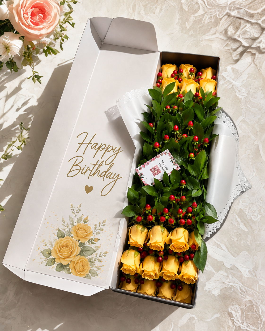 Luxury Roses Box – 24 Fresh Roses with Personalized Lid | Nationwide Delivery | Granada Floral