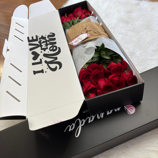 Luxury Box Roses Flowers Fresh Bouquet, Fresh Flowers for Delivery, 24 Fresh Cut Stems
