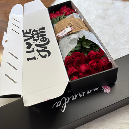 Luxury Box Roses Flowers Fresh Bouquet, Fresh Flowers for Delivery, 24 Fresh Cut Stems