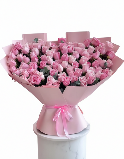 Elegant Pastel Bouquet – Luxurious Roses & Gerberas in Premium Wrapping