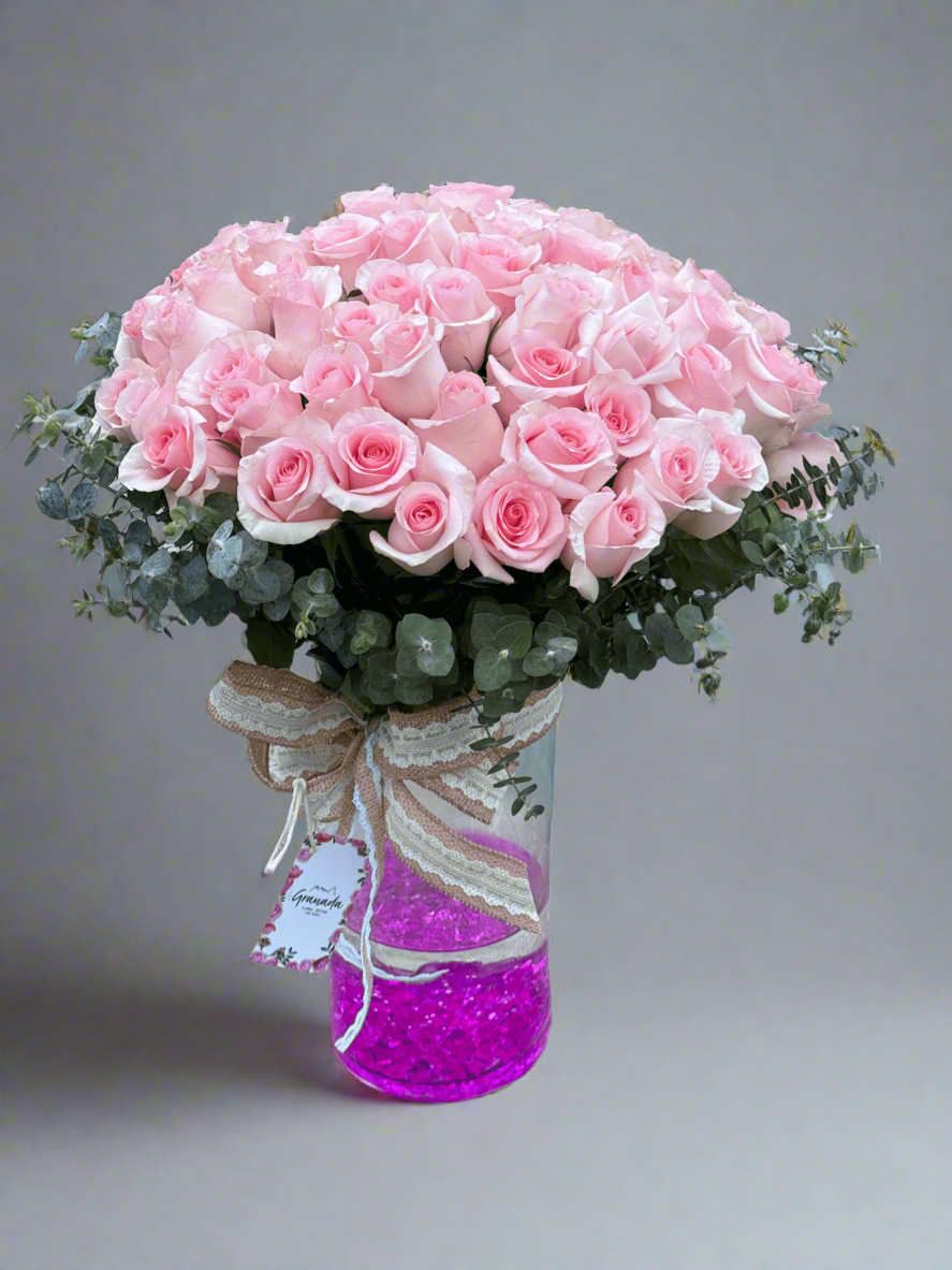 Floating roses in vase