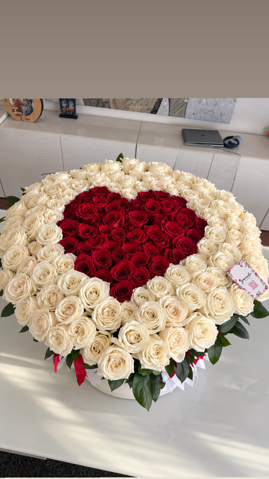 Radiate Elegance: Long-Stemmed Rose Basket for Unforgettable Moments 3 sizes