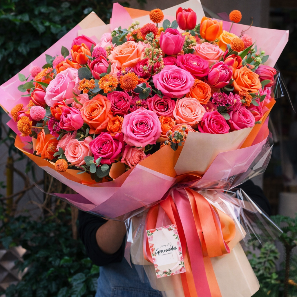 Luxury Pink Garden Bouquet – Premium Roses & Seasonal Blooms | Granada Floral San Diego
