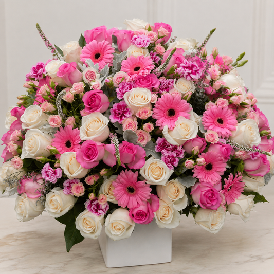 Gerbera & Rose Box Arrangement San Diego | Oversized Floral Box – Granada Floral