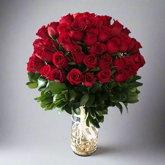 Floating roses in vase