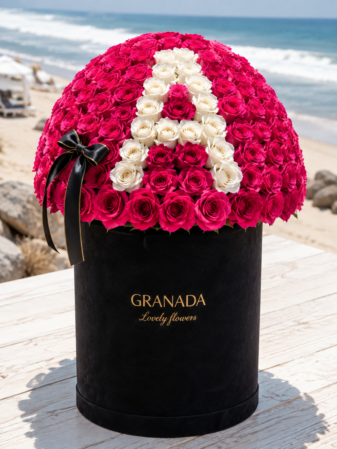 Personalized Letter Rose Box San Diego | Custom Initial Roses in Black Hatbox – Granada Floral