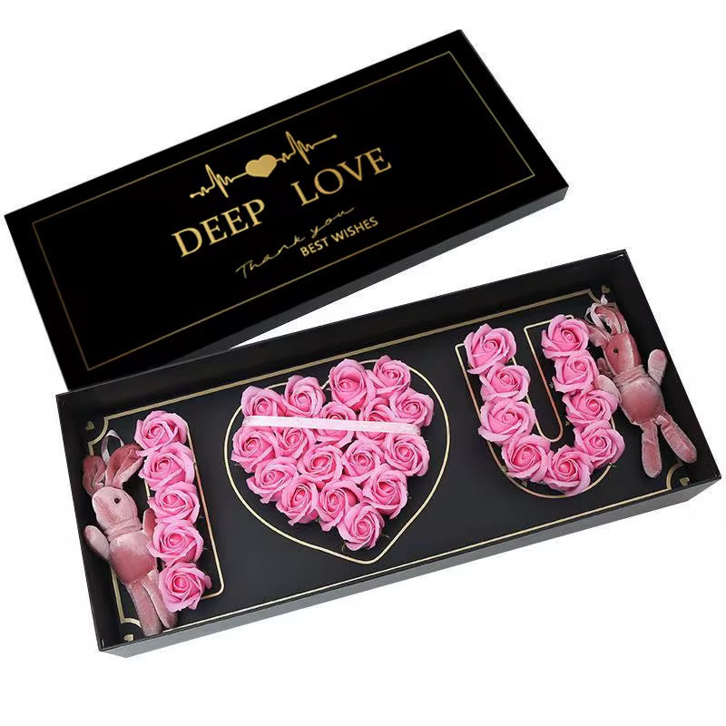 I ❤️U" Rose Box – Floral Love Message for Valentine's Day, Anniversaries, and Special Occasions