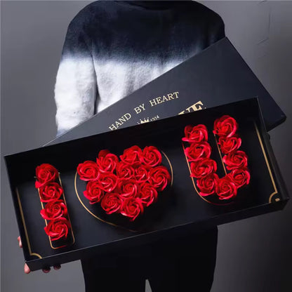 I ❤️U" Rose Box – Floral Love Message for Valentine's Day, Anniversaries, and Special Occasions