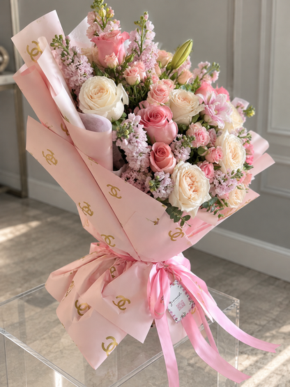 Blush Romance | Pink & Ivory Rose Bouquet