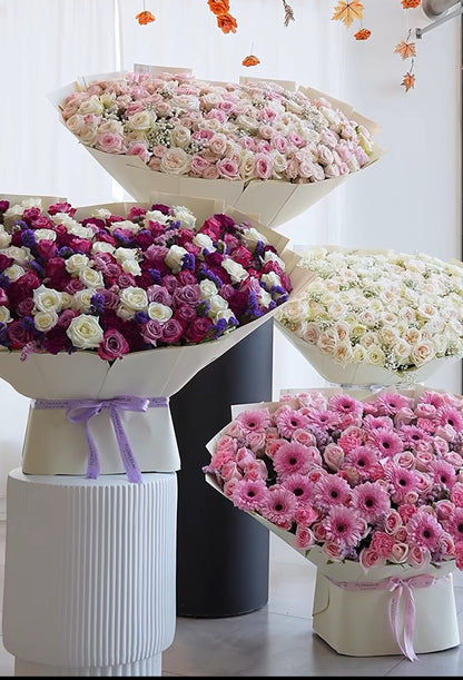 Elegant Pastel Bouquet – Luxurious Roses & Gerberas in Premium Wrapping