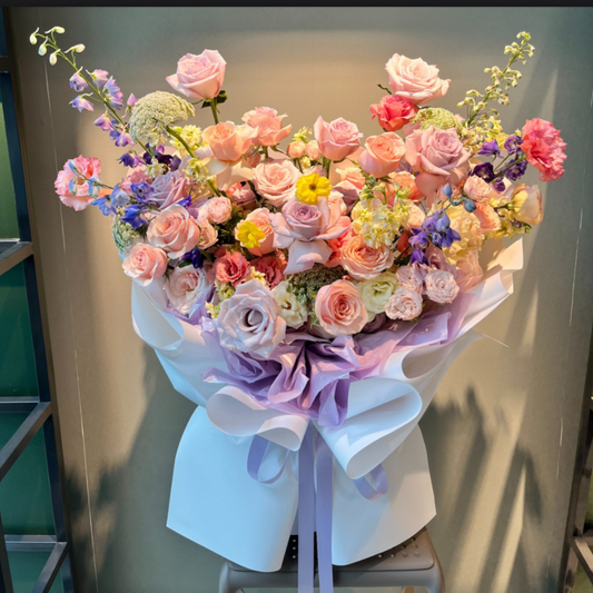 Korean-Style Flower Bouquet with Ranunculus & Mini Roses – Elegant Hand-Tied Gift for Birthday, Anniversary or Just Because