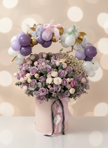 Festival box Hatbox filled with roses, custom letter in box, personalised gift, roses in a box, valentines day gift, birthday gift, gift for mum, gift for her