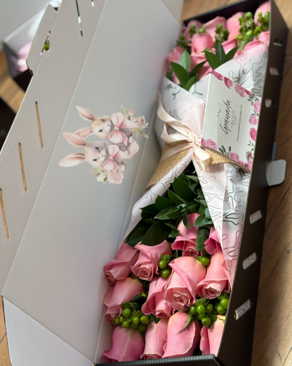 Romantic Pink Roses Box – 24 Fresh Roses Gift with Nationwide Delivery | Granada Floral San Diego