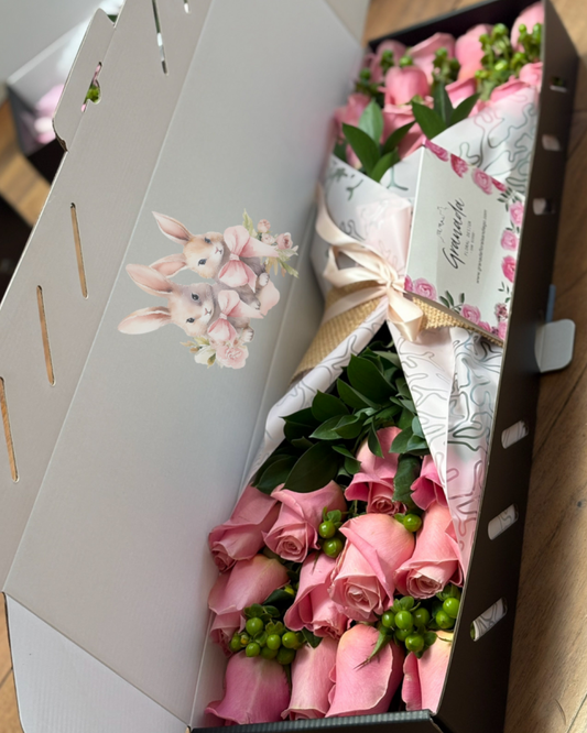 Romantic Pink Roses Box – 24 Fresh Roses Gift with Nationwide Delivery | Granada Floral San Diego