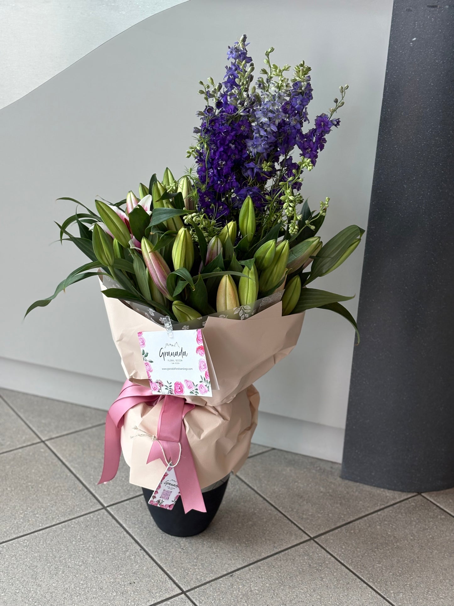 Lilys and delphiniums