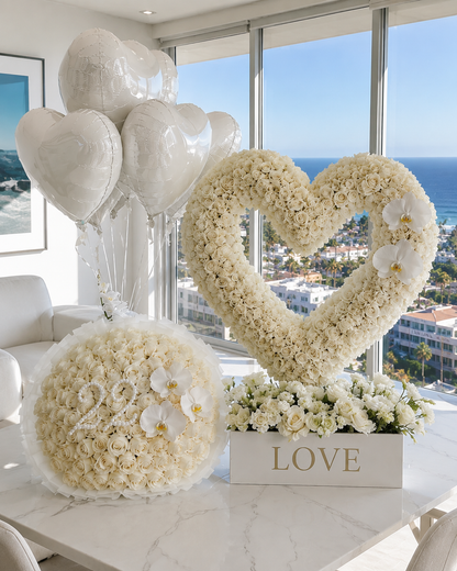 Floral Heart Crown – Premium Rose & Hydrangea Heart Arrangement