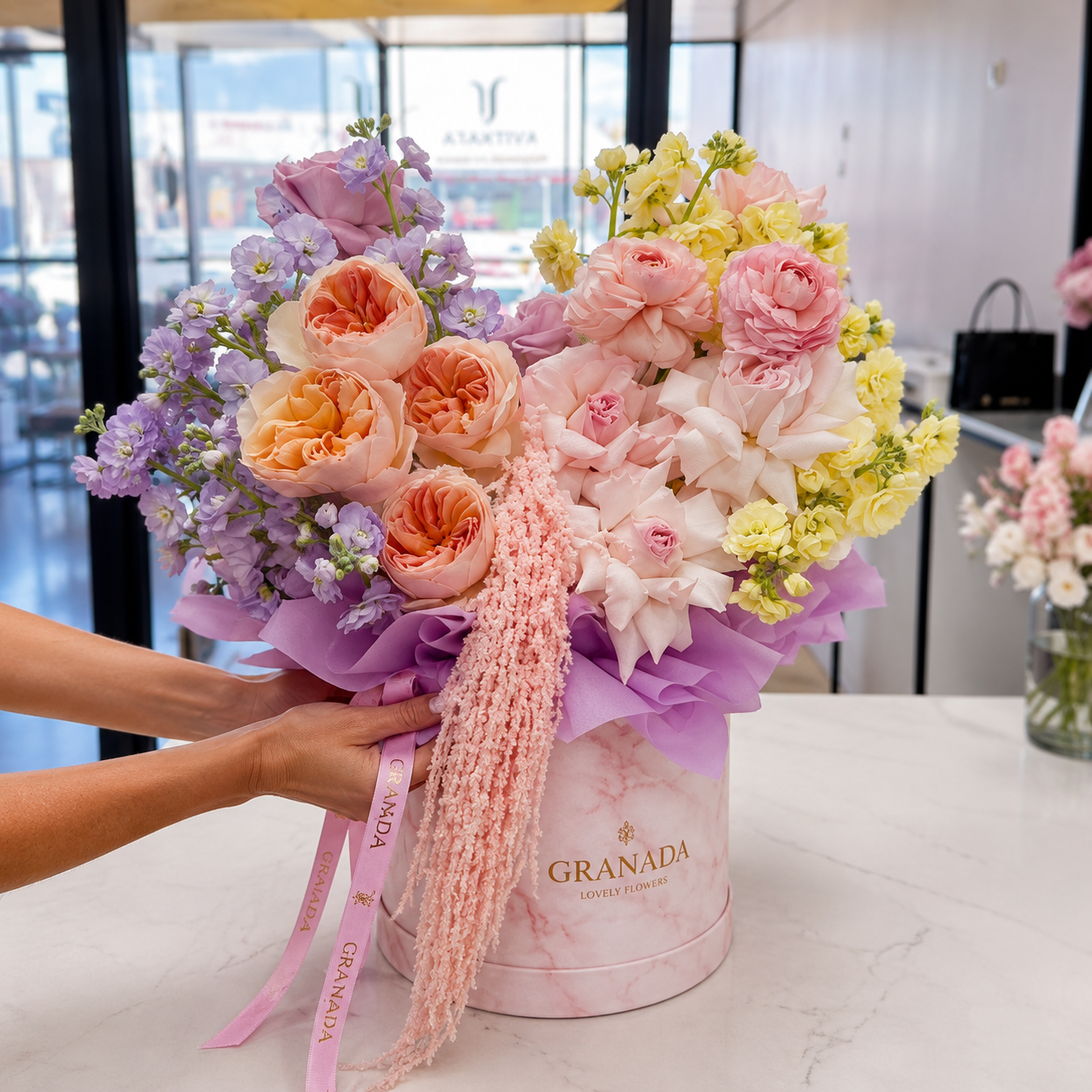 White Romance Premium Flower Box | Roses, Ranunculus & Garden Roses | San Diego