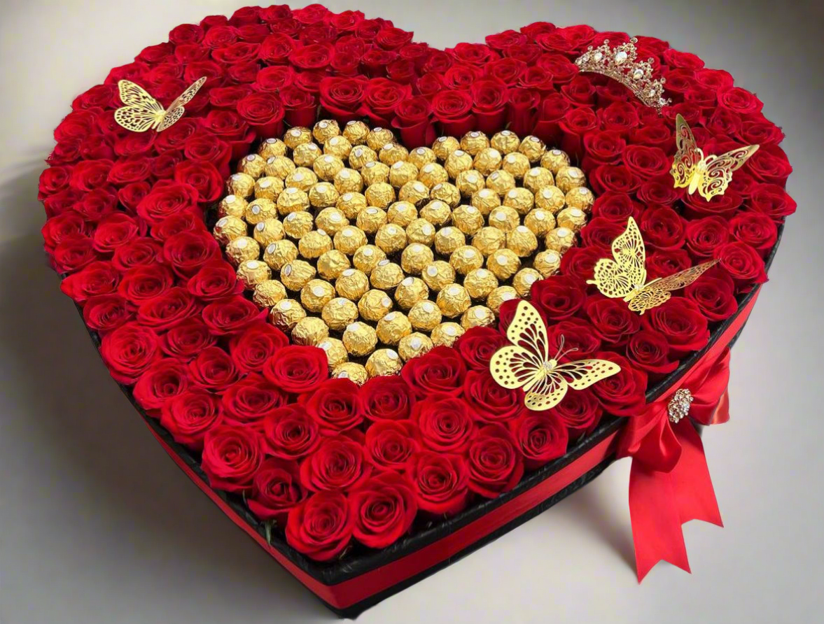 Mega heart box flowers