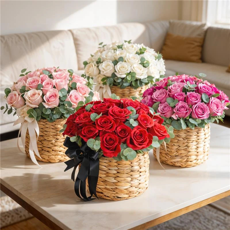 Woven Red Rose Basket – Granada Signature