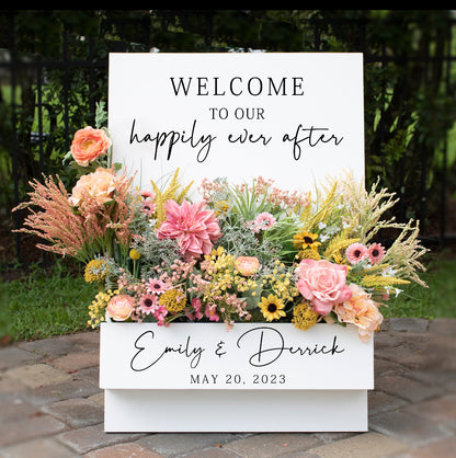 Custom Flower Box Welcome Sign For Events, Wedding Welcome Sign With Flower Box, Unique Personalized Wedding Decor, Elegant Wedding Display