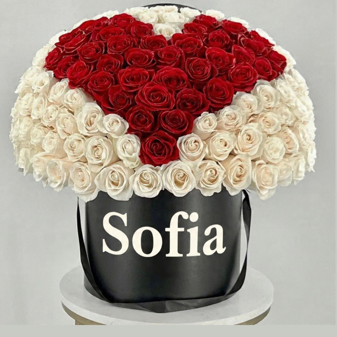 Luxury Heart-Shaped Rose Box – Red & White Roses