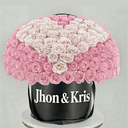 Luxury Heart-Shaped Rose Box – Red & White Roses