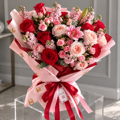 Blush Romance | Pink & Ivory Rose Bouquet