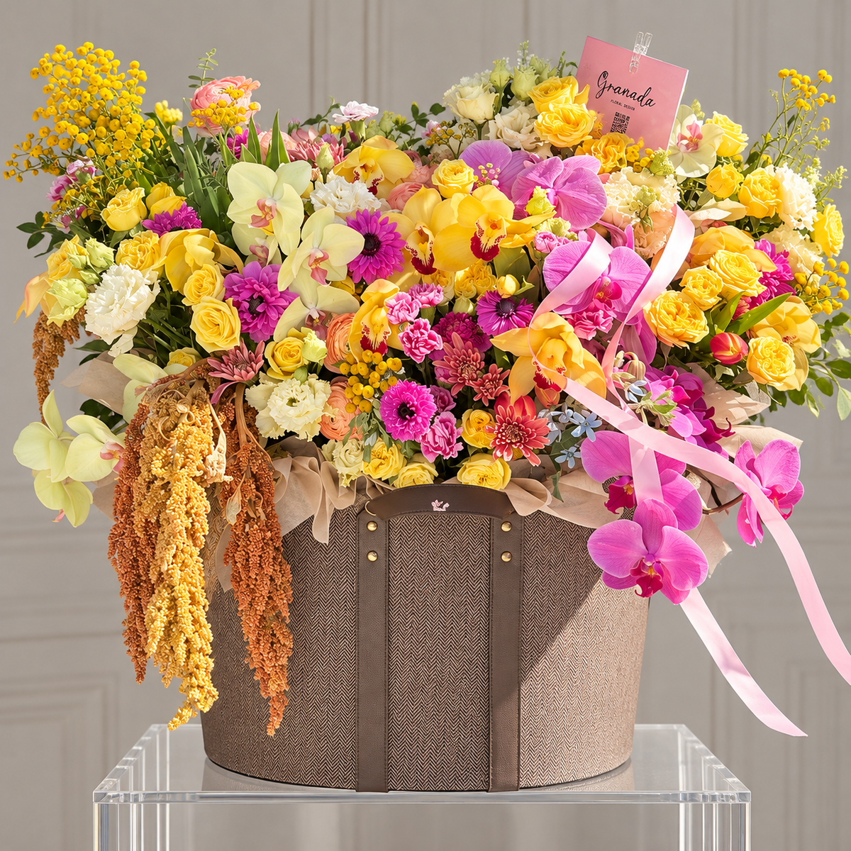 Oval Basket San Diego | Roses, Orchids & Spring Blooms – Granada Floral