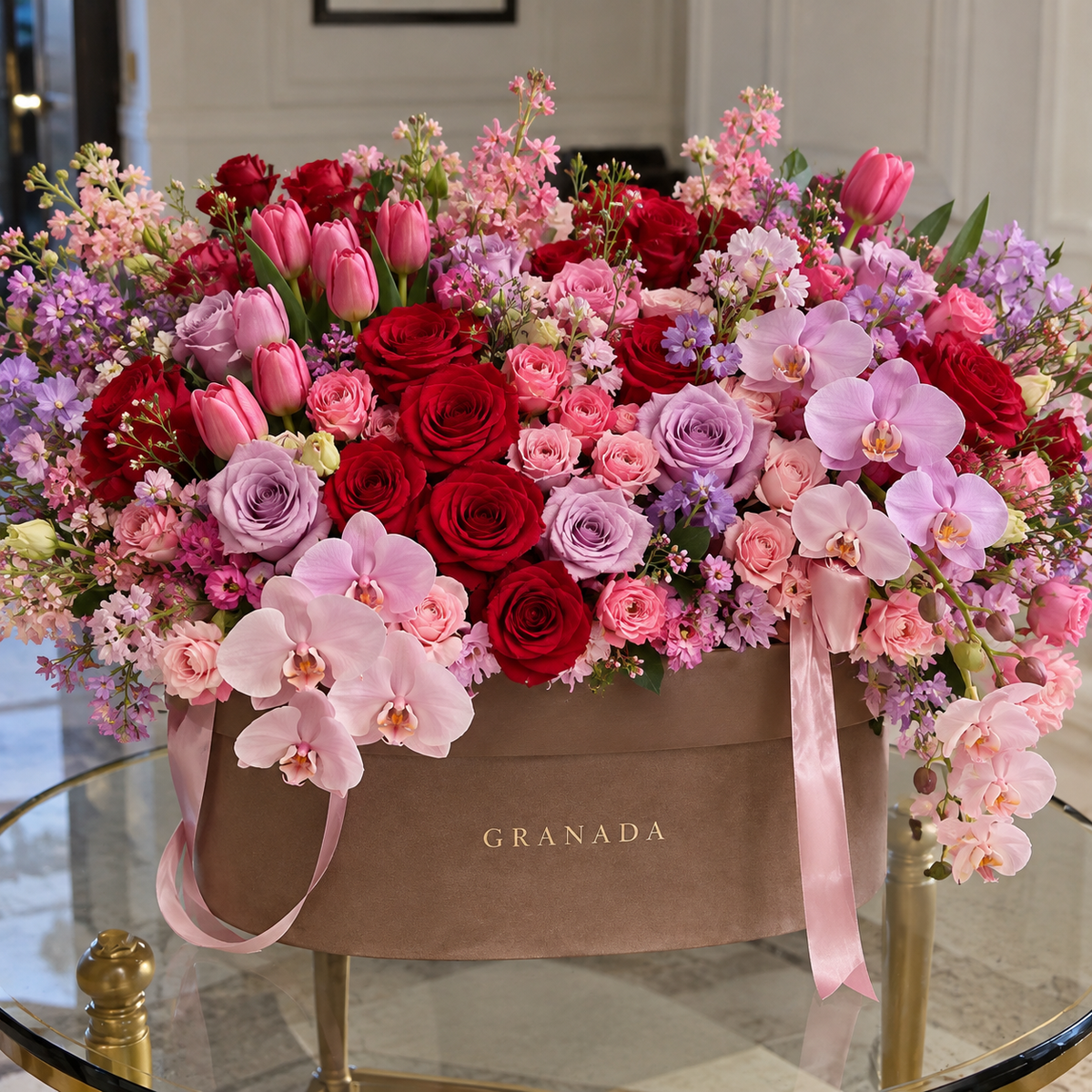 Oval Basket San Diego | Roses, Orchids & Spring Blooms – Granada Floral